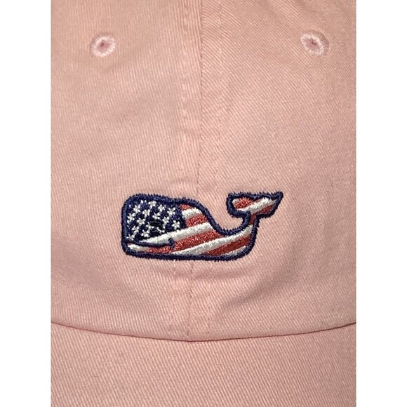 Vineyard Vines Hat Adult USA Flag Whale Logo Strap Back Baseball Cap OSFA Pink - Picture 2 of 8